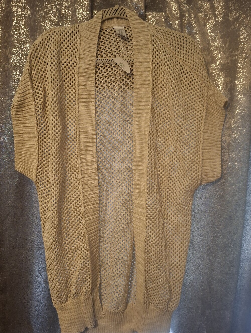 Open-Front Cream Knit Cardigan Sweater